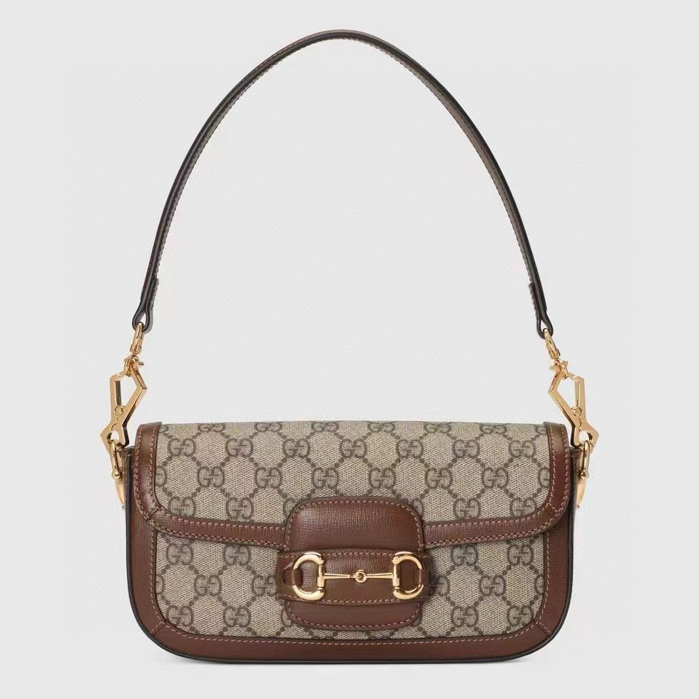 Gucci GG Monogram Canvas Horsebit Chain Shoulder Bag