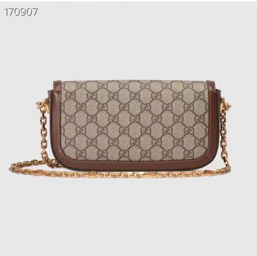 Gucci GG Monogram Canvas Horsebit Chain Shoulder Bag