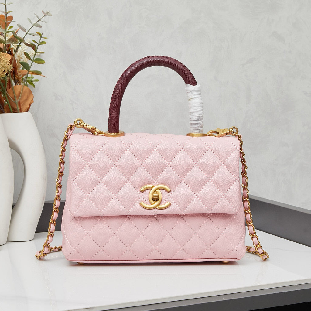 Chanel Coco Handle Bag – Authentic Quilted Leather Luxury Top Handle Handbag