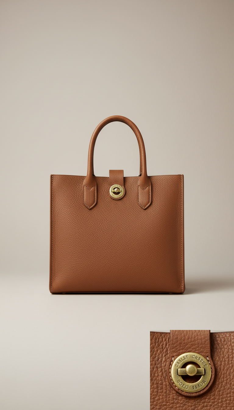 Structured Tote in Full-Grain Leather