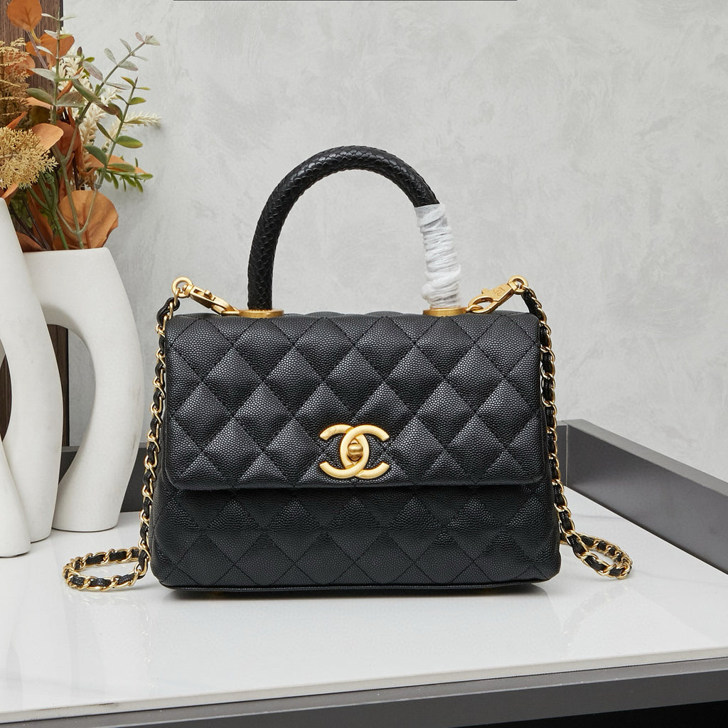 Chanel Coco Handle Bag – Authentic Quilted Leather Luxury Top Handle Handbag