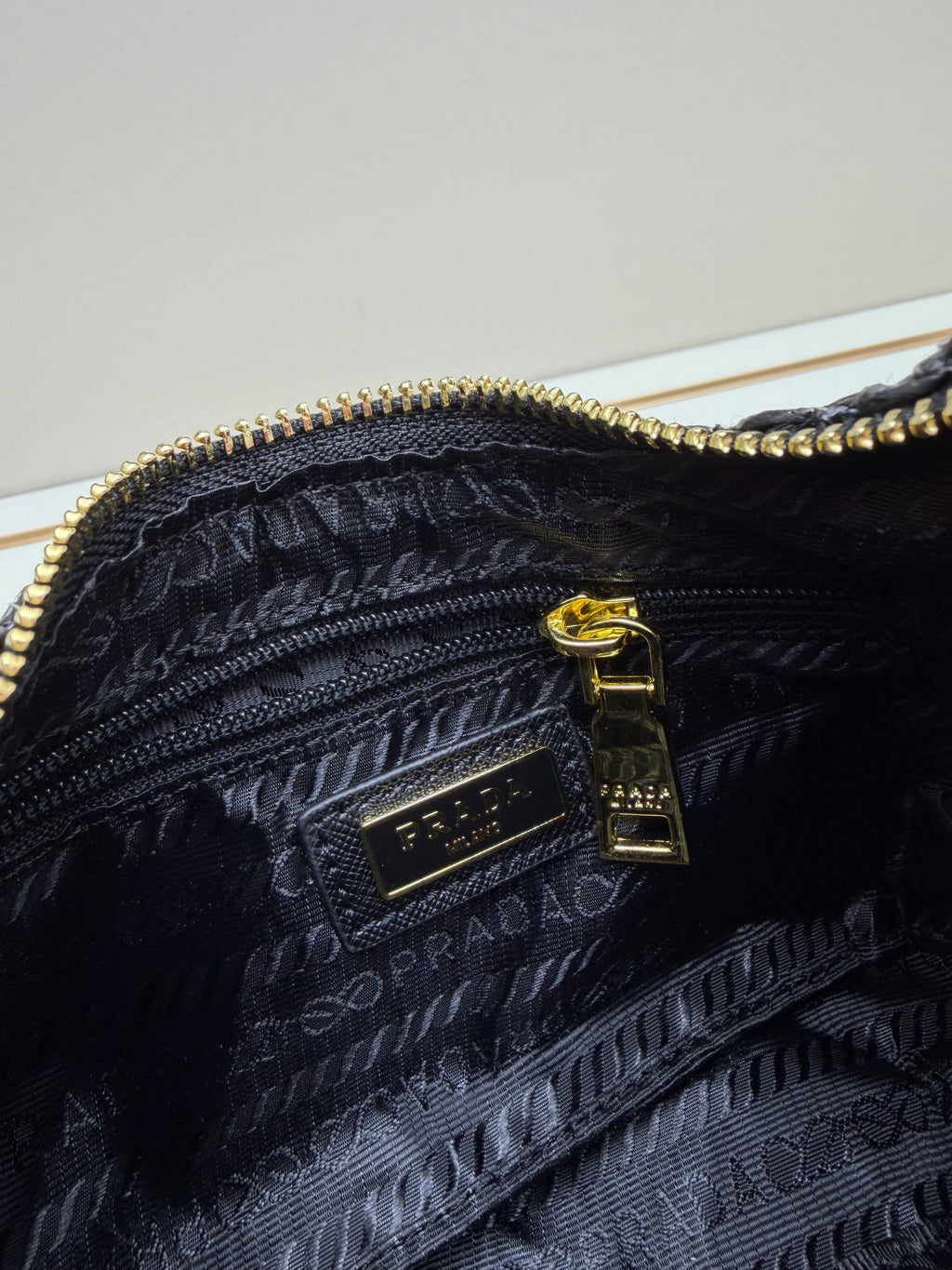 Prada Arqué Shoulder Bag – Authentic Brushed Leather Luxury Designer Handbag