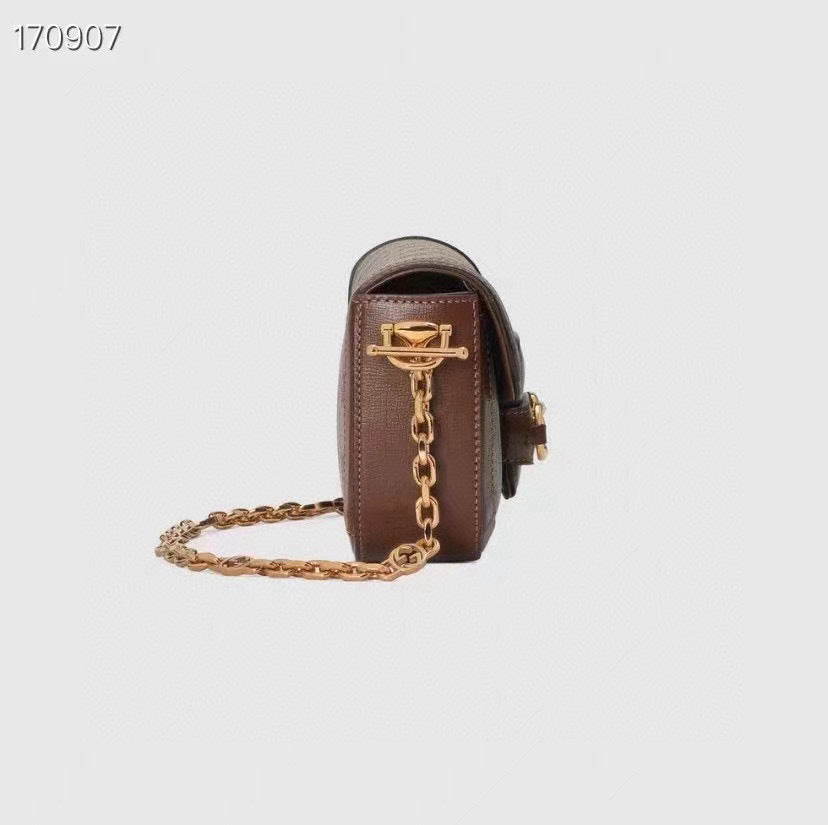 Gucci GG Monogram Canvas Horsebit Chain Shoulder Bag