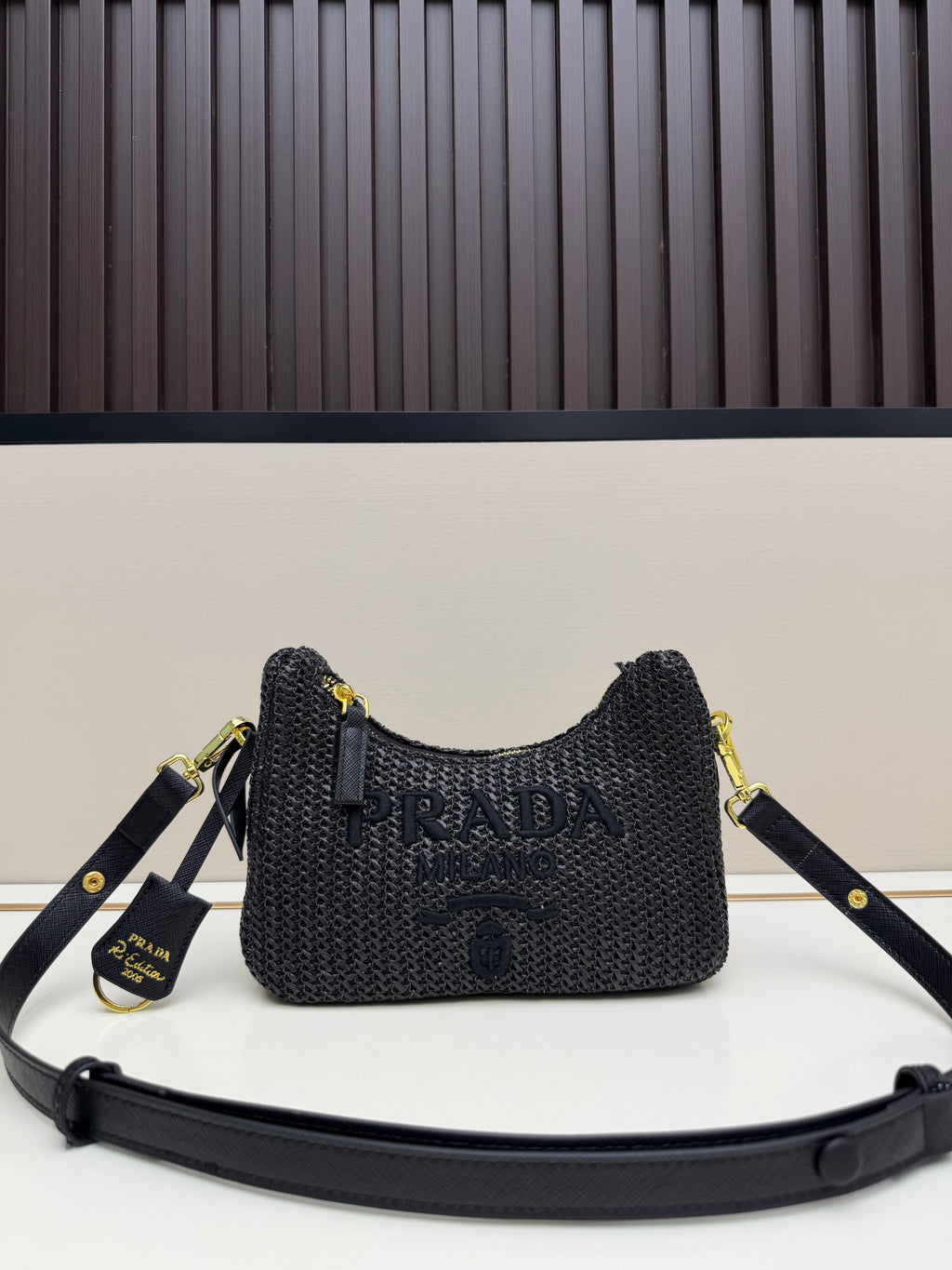 Prada Arqué Shoulder Bag – Authentic Brushed Leather Luxury Designer Handbag