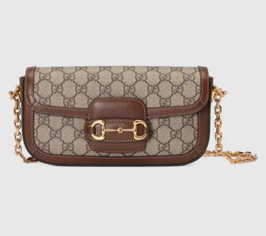 Gucci GG Monogram Canvas Horsebit Chain Shoulder Bag