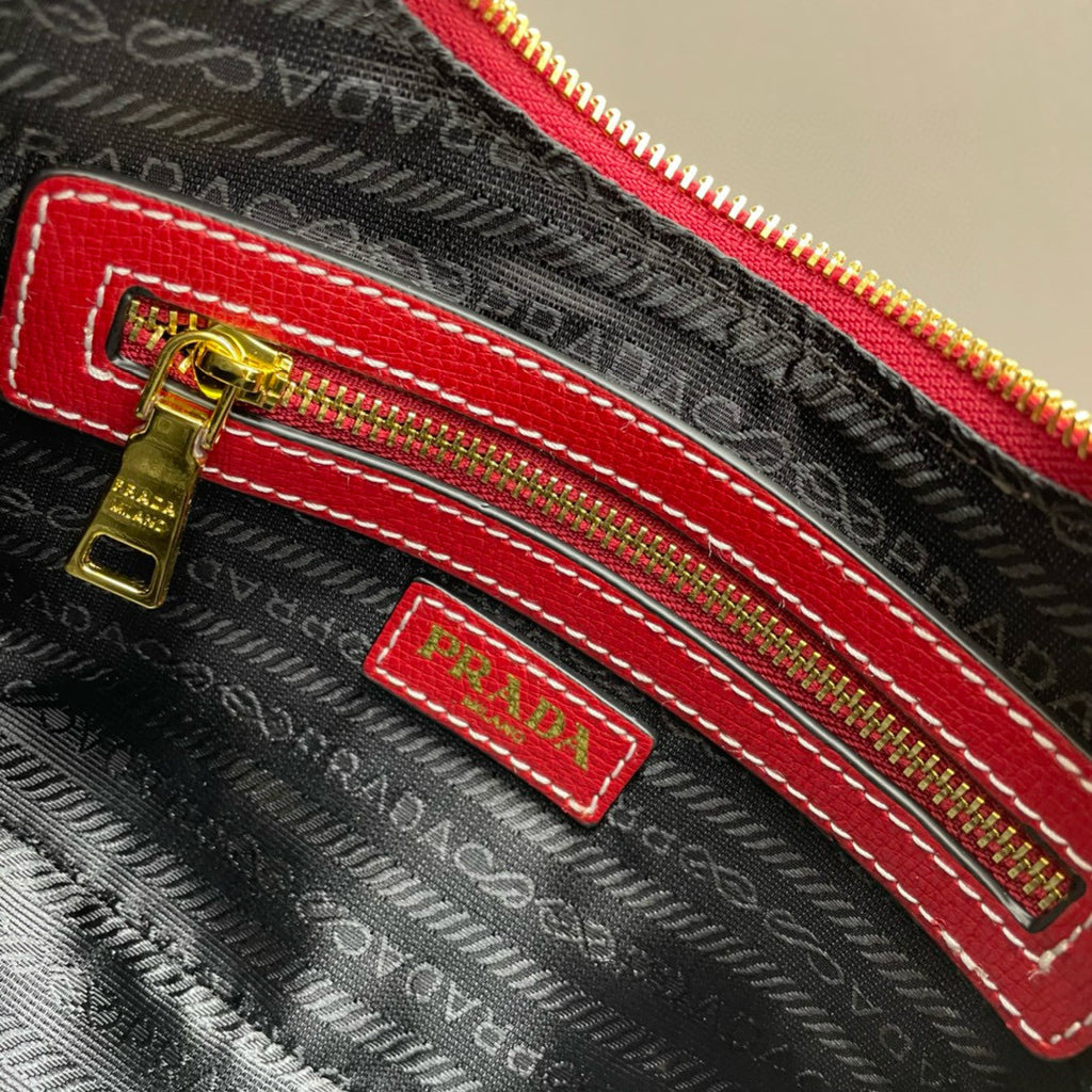 Prada Arqué Shoulder Bag – Authentic Brushed Leather Luxury Designer Handbag