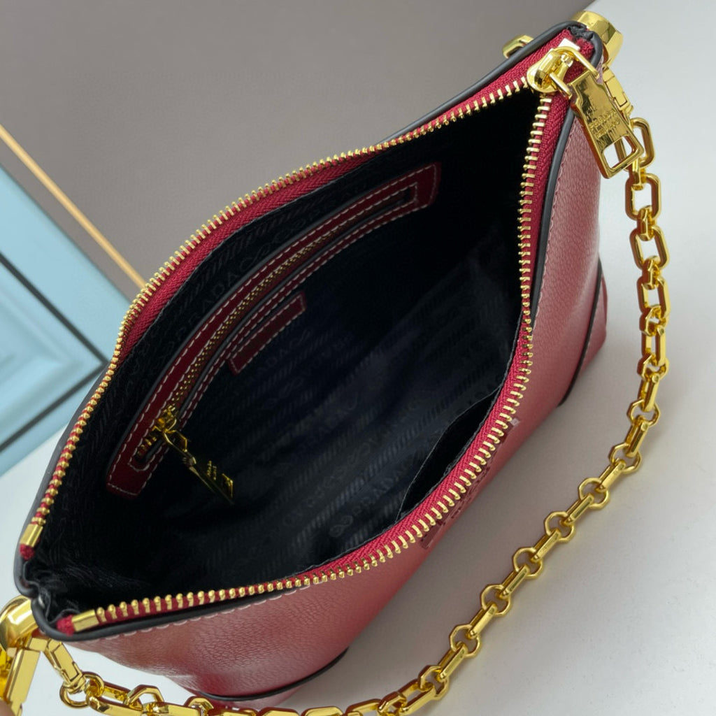 Prada Arqué Shoulder Bag – Authentic Brushed Leather Luxury Designer Handbag