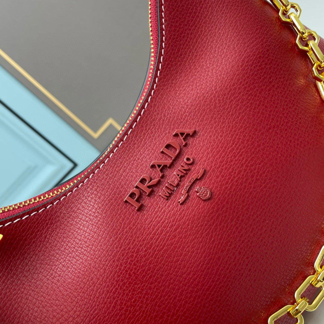 Prada Arqué Shoulder Bag – Authentic Brushed Leather Luxury Designer Handbag