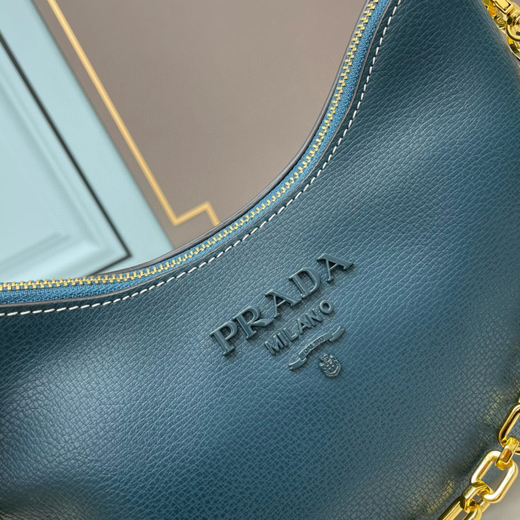Prada Arqué Shoulder Bag – Authentic Brushed Leather Luxury Designer Handbag