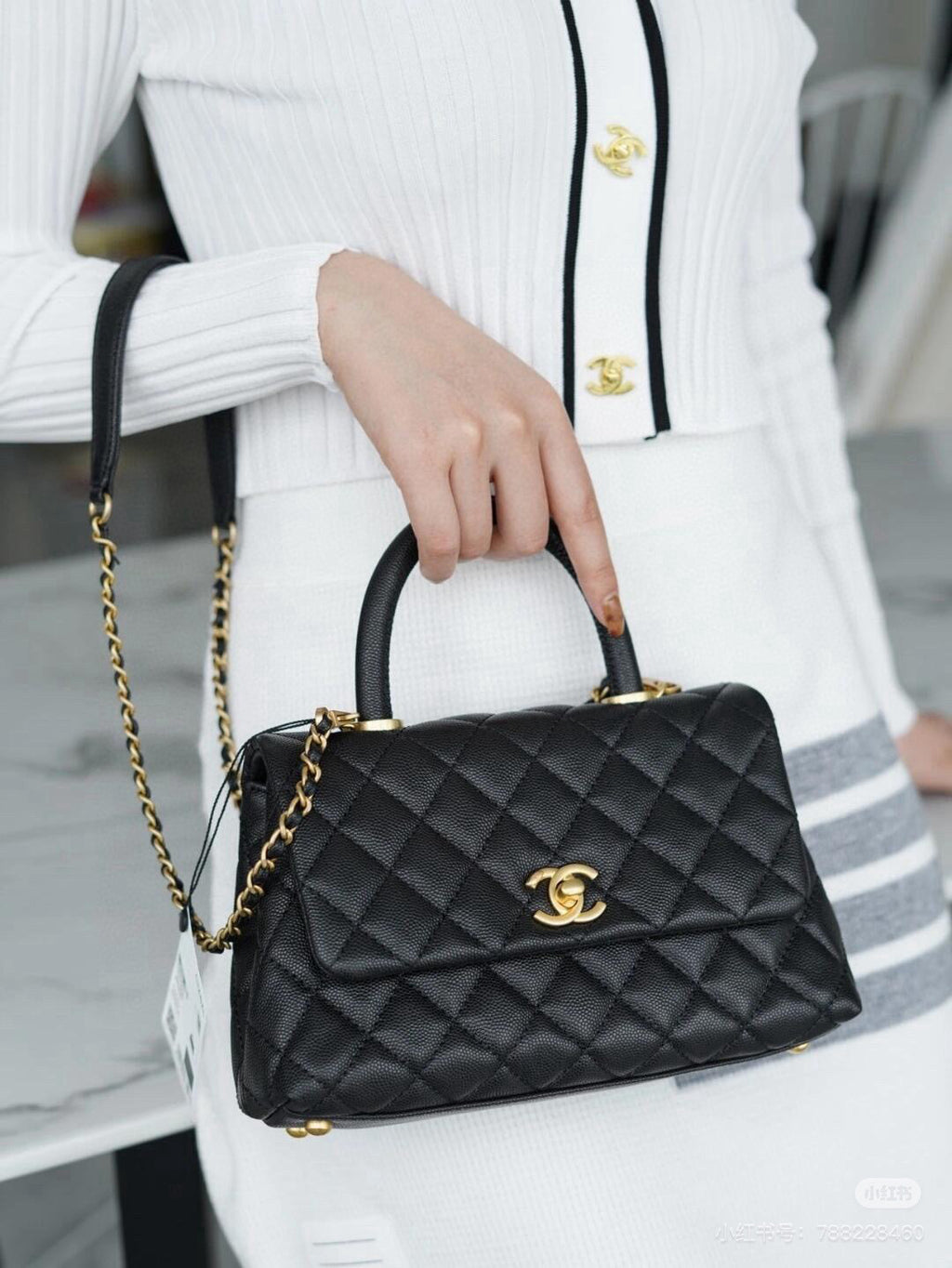 Chanel Coco Handle Bag – Authentic Quilted Leather Luxury Top Handle Handbag